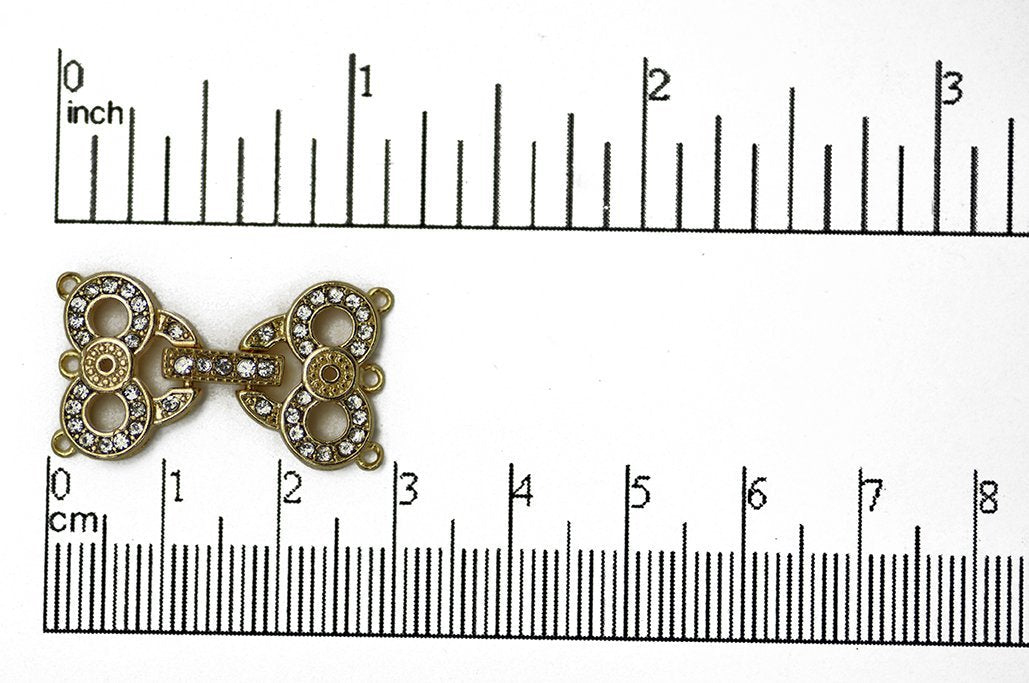 27mm x 15mm Owl Eyes Pavé Crystal Buckle Clasp - Made of Brass - Sold Individually - CL/38