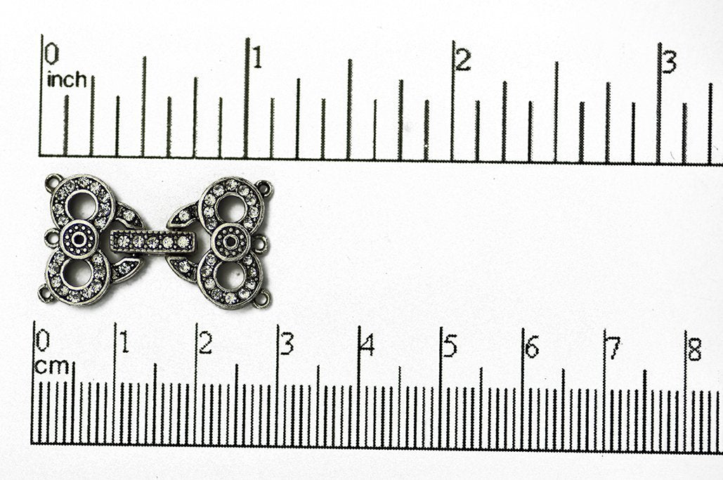 27mm x 15mm Owl Eyes Pavé Crystal Buckle Clasp - Made of Brass - Sold Individually - CL/38