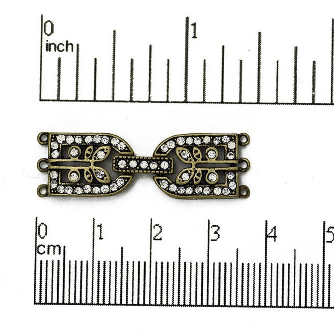 35.5mm x 11mm Framed Sprout Pavé Crystal Buckle Clasp - Made of Brass - Sold Individually - CL/39