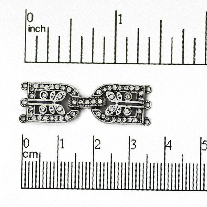 35.5mm x 11mm Framed Sprout Pavé Crystal Buckle Clasp - Made of Brass - Sold Individually - CL/39