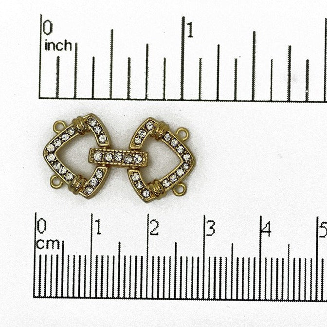 25mm x 14.5mm Curved Triangle Pavé Crystal Buckle Clasp - Made of Brass - Sold Individually - CL/40