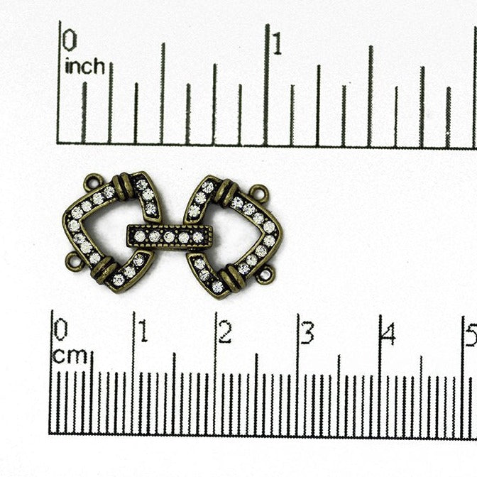 25mm x 14.5mm Curved Triangle Pavé Crystal Buckle Clasp - Made of Brass - Sold Individually - CL/40