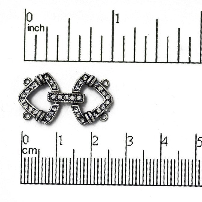 25mm x 14.5mm Curved Triangle Pavé Crystal Buckle Clasp - Made of Brass - Sold Individually - CL/40