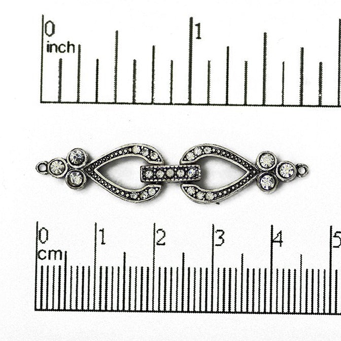 Sleek Pavé Crystal Buckle Clasp 44x10mm with 1 Loop End Sold by the Piece - CL/41
