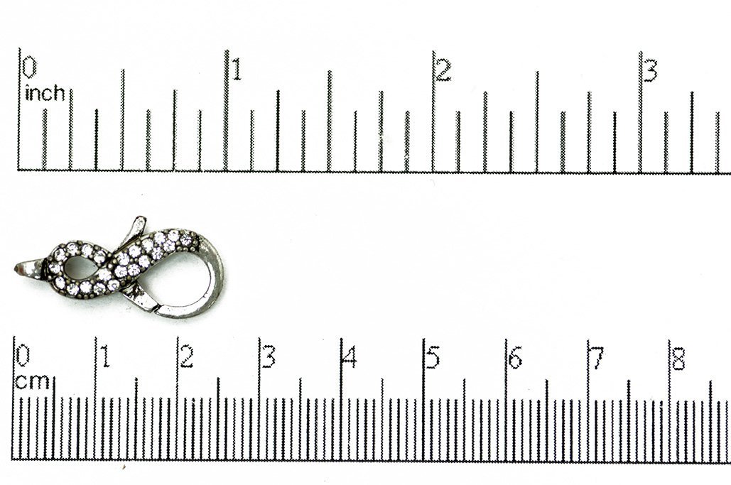 Pavé Crystal Infinity Lobster Clasp 25x11.5mm - Elegant Symbolic Closure for Jewelry, Style CL/29