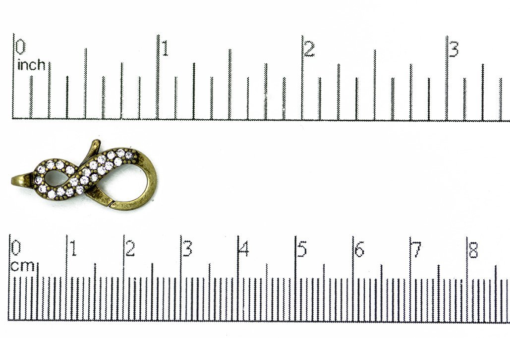Pavé Crystal Infinity Lobster Clasp 25x11.5mm - Elegant Symbolic Closure for Jewelry, Style CL/29