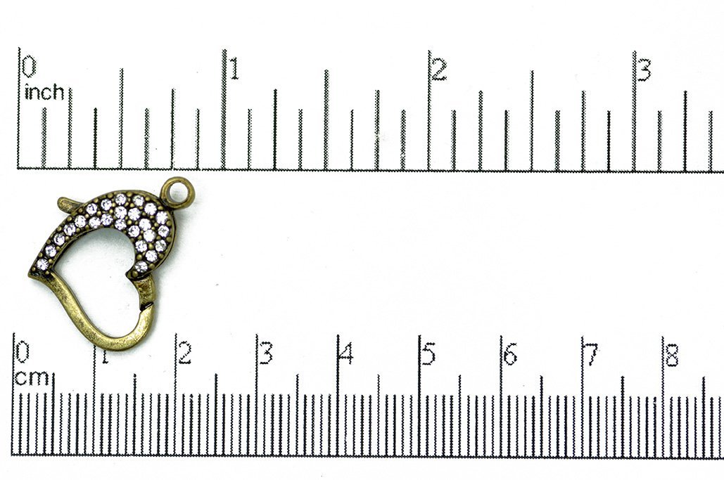 22mm x 16.5mm Pavé Crystal Heart Clasp - Made of Brass - Sold Individually - CL/28