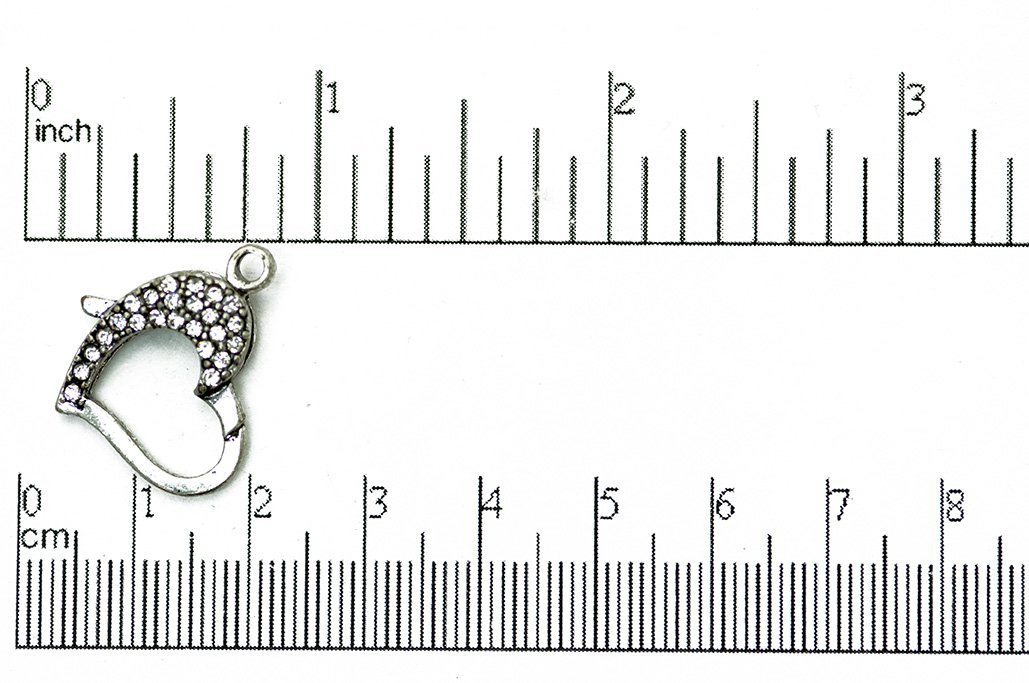 22mm x 16.5mm Pavé Crystal Heart Clasp - Made of Brass - Sold Individually - CL/28