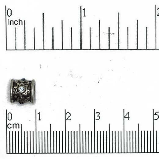 9mm x 5mm Crystal Embedded Star Barrel Bead - Made of Pewter - Sold Individually - CBS5/A100