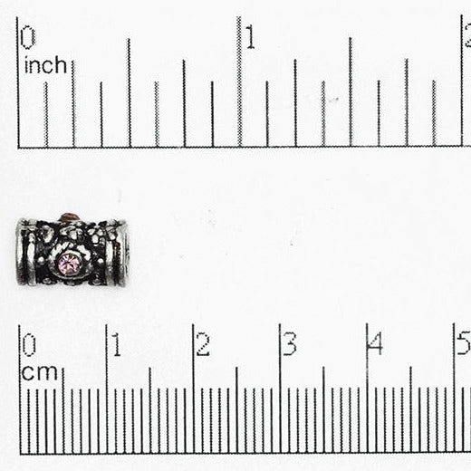 13mm x 5mm Ornate Barrel Crystal Embedded Bead - Made of Pewter - Sold Individually - CBS5/A200
