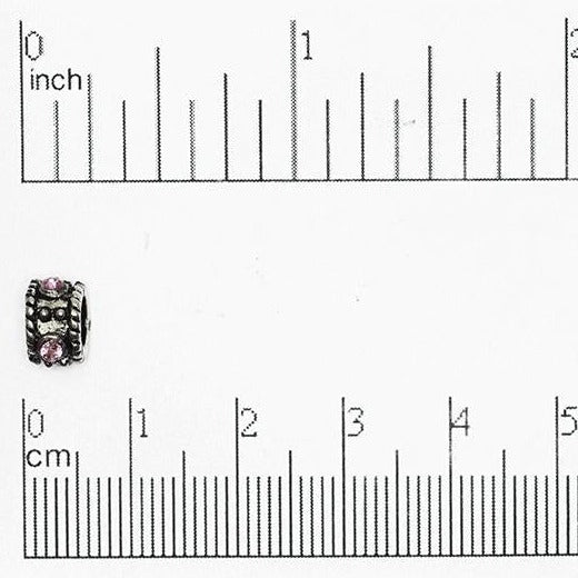 6mm x 5mm Ornate Barrel Crystal Embedded Bead - Made of Pewter - Sold Individually - CBS5/A300