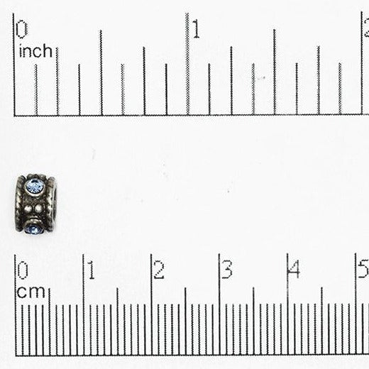 5mm x 5mm Ornate Barrel Crystal Embedded Bead - Made of Pewter - Sold Individually - CBS5/A400