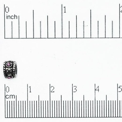 5mm x 5mm Ornate Barrel Crystal Embedded Bead - Made of Pewter - Sold Individually - CBS5/A400