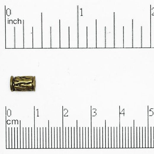 Wood Grain Textured Pewter Bead 8.7mm x 5mm in Silver & Gold - Sold in 100pc Packages - CBS5/B1000