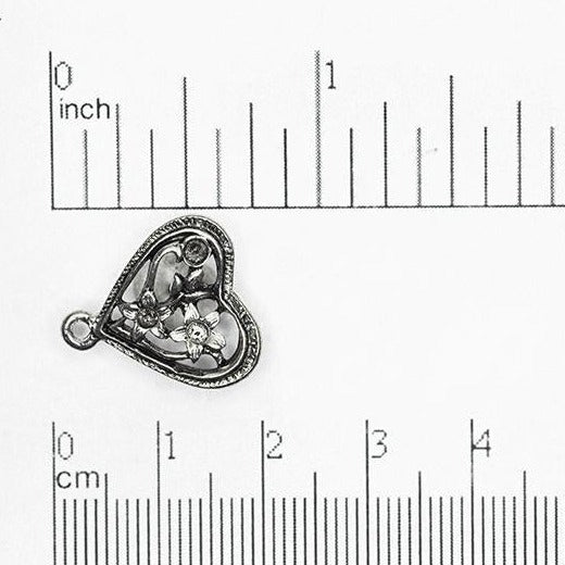 18mm Floral Lattice Heart Post Earring w/ Loop - Made of Pewter - Sold Individually - CBSG13