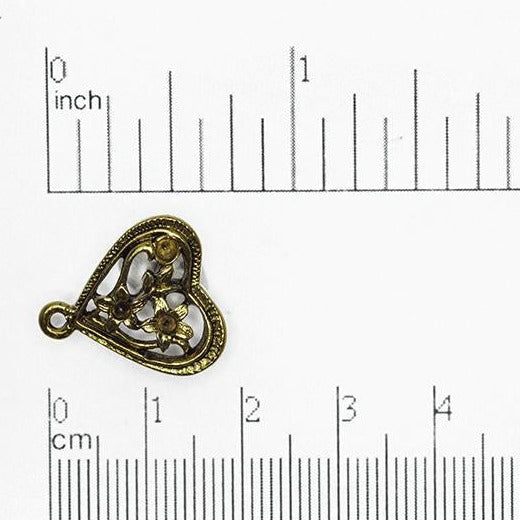 18mm Floral Lattice Heart Post Earring w/ Loop - Made of Pewter - Sold Individually - CBSG13