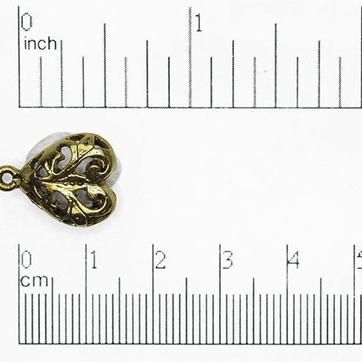 18mm x 13mm Filigree Heart Leaf Post Earring w/ Loop - Made of Pewter - Sold Individually - CBSG2