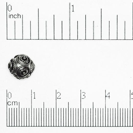 11mm Bali Bead - Made of Pewter - Antique Pewter Finish - Sold Individually - CBS 112