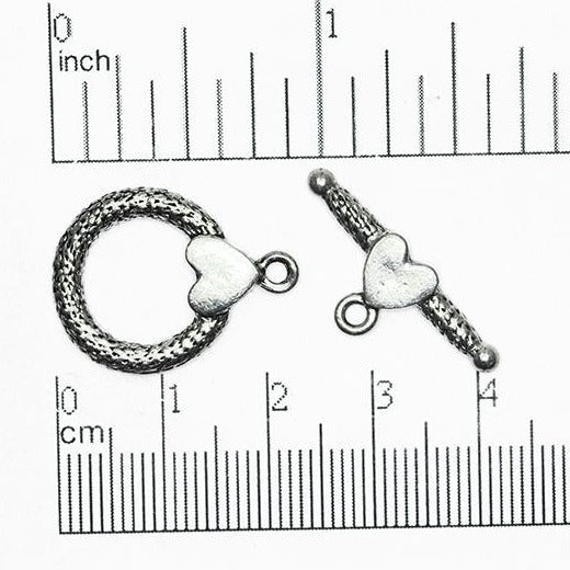 23mm x 18mm Loop, 25.5mm Bar Rope & Heart Toggle - Made of Pewter - Sold Individually - CBS945