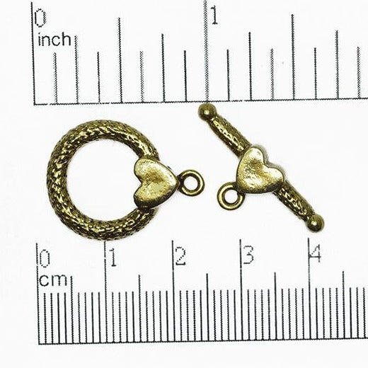 23mm x 18mm Loop, 25.5mm Bar Rope & Heart Toggle - Made of Pewter - Sold Individually - CBS945