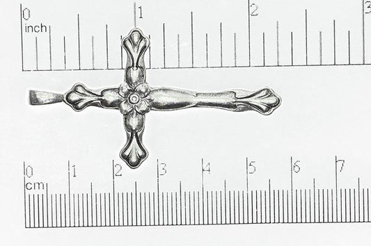 32mm x 57mm Floral Cross Pendant - Made of Pewter - Available in Antique Pewter & Gold Finishes - Sold Individually - CBS1099