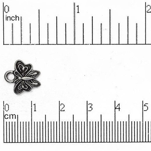 13mm x 12mm Ornate Butterfly Charm - Made of plated pewter - Sold individually - CBS1587