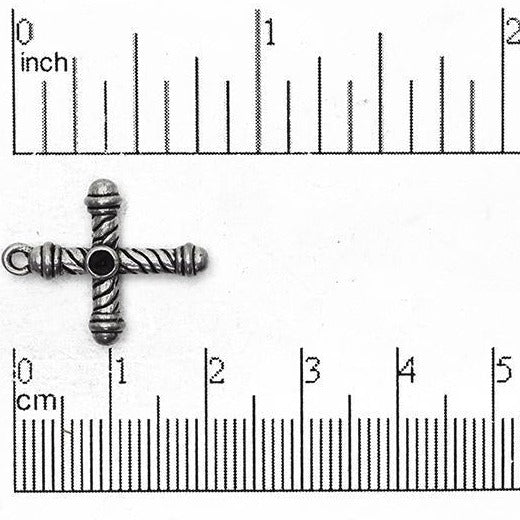 21mm x 17mm Rope Bound Cross Charm - Made of Pewter - Sold Individually - CBS1719