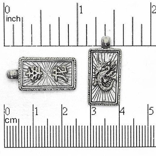 11mm x 24mm Pewter Chinese Happiness Charm (Double-Sided) Sold by the Piece - CBS1744