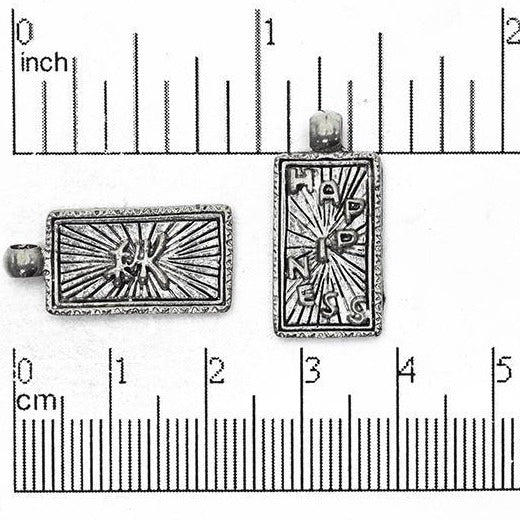 11mm x 24mm Pewter Chinese Happiness Charm (Double-Sided) Sold by the Piece - CBS1743