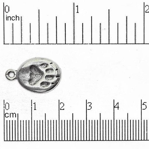 20mm x 13mm Inlaid Paw Print Charm - Made of Pewter - Sold Individually - CBS1770