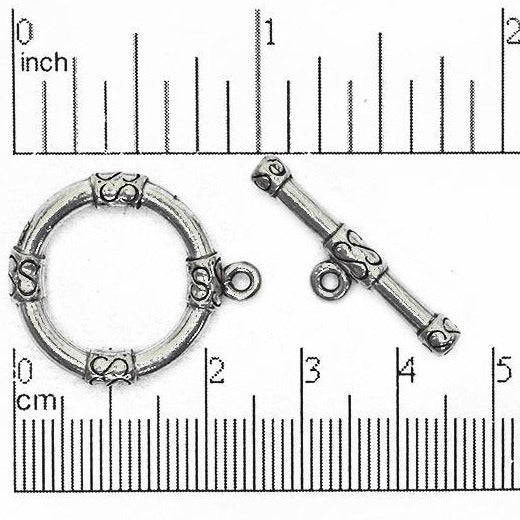 26.5mm x 22mm Loop and 28mm Bar Ornate Toggle - Made of Pewter - Sold as a Set - CBS1844