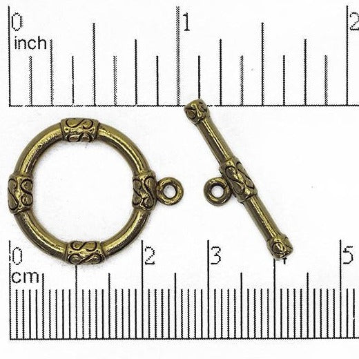26.5mm x 22mm Loop and 28mm Bar Ornate Toggle - Made of Pewter - Sold as a Set - CBS1844
