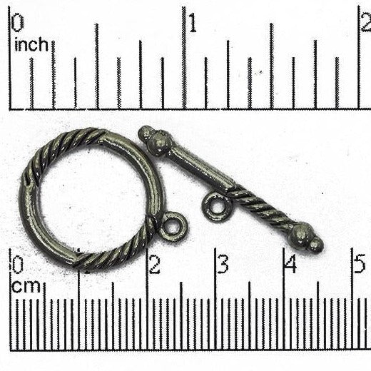 25.5mm x 21mm Loop, 32mm Bar Half Spiral Toggle - Made of Pewter - Sold as a Set - CBS1851