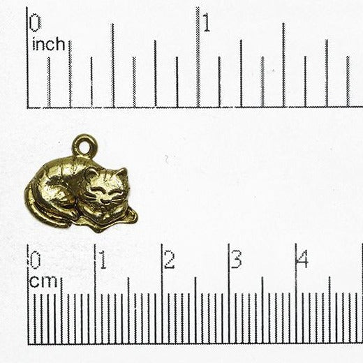 18mm x 15mm Sleeping Tiger Cub Charm - Gold over Pewter - Sold Individually - CBS2088