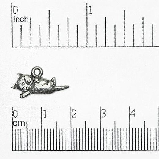 20mm x 10mm Gold over Pewter Playful Kitten Charm (Double Sided) sold by the Piece - CBS2089
