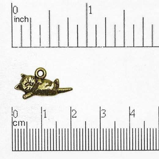 20mm x 10mm Gold over Pewter Playful Kitten Charm (Double Sided) sold by the Piece - CBS2089