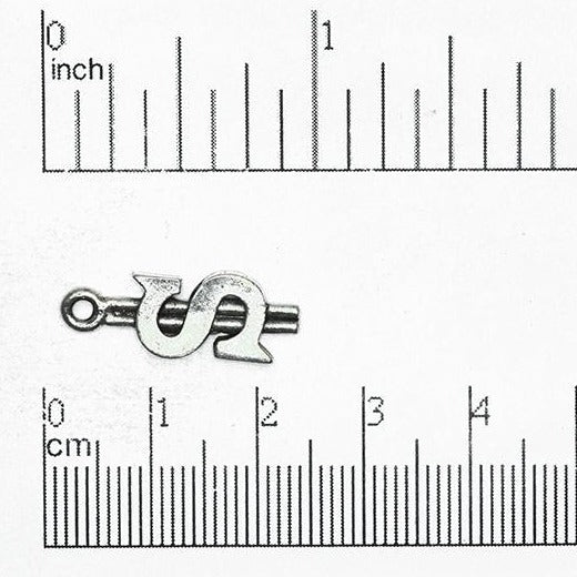 22mm x 8mm Dollar Sign Charm - Antique Pewter & Gold Finishes - Sold Individually - CBS2215