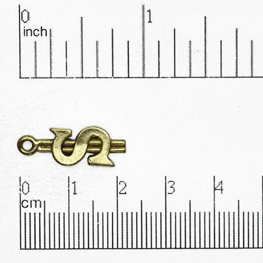 22mm x 8mm Dollar Sign Charm - Antique Pewter & Gold Finishes - Sold Individually - CBS2215