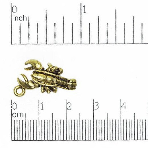17mm x 12mm Gold or Pewter Lobster Charm - CBS2387