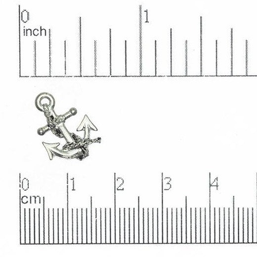 17mm x 12mm Nautical Roped Anchor Charm - Made of Pewter - Sold Individually - CBS2403