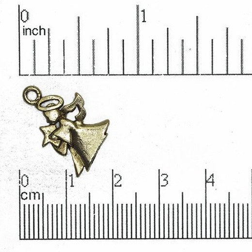 20mm x 15mm Angel with Star Charm - Made of Pewter - Sold Individually - CBS2337