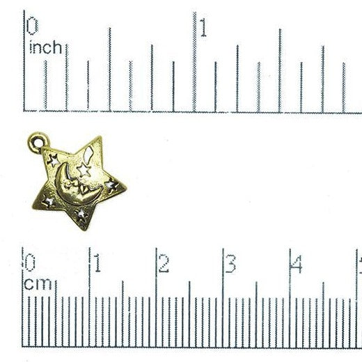 16mm Gold or Pewter Moon In The Stars Charm - CBS2482