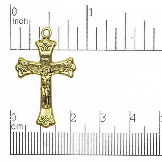 20mm x 34mm Gold or Pewter Crucifix Pendant - CBS2597
