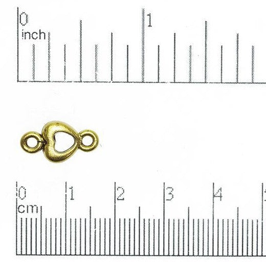 16mm x 8mm Cut Out Carved Heart Connector - Made of Pewter - Sold Individually - CBS2636