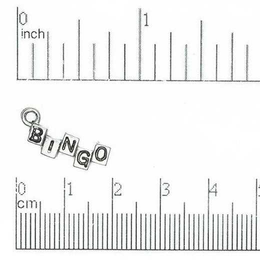 20mm x 6mm Pewter Bingo Block Charm - CBS2659