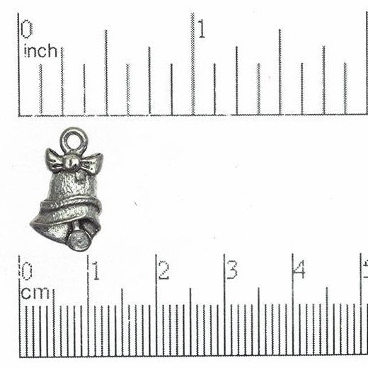 17mm x 9mm Pewter Christmas Holiday Bell Charm - CBS2751