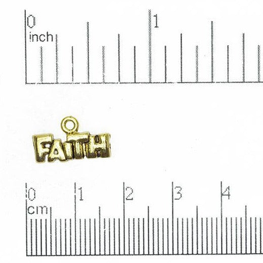 15mm x 9mm "FAITH" Charm - Made of Pewter - Sold Individually - CBS2863