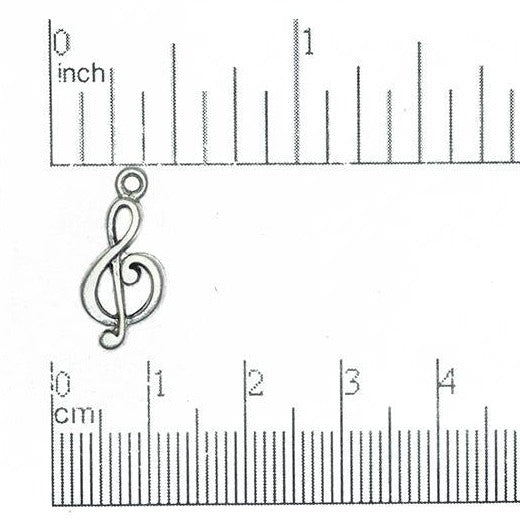 9mm x 19mm Gold or Pewter Treble Clef Charm - CBS2933
