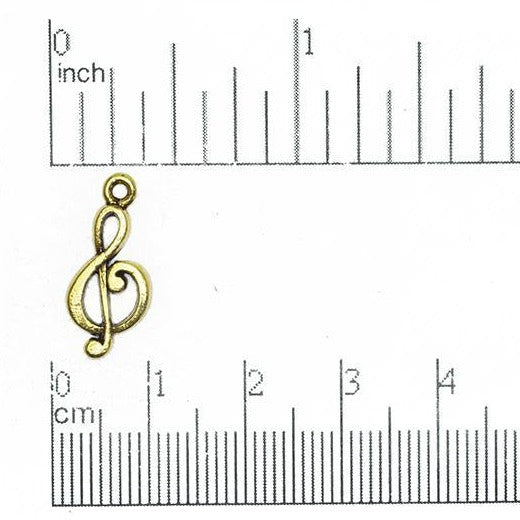 9mm x 19mm Gold or Pewter Treble Clef Charm - CBS2933