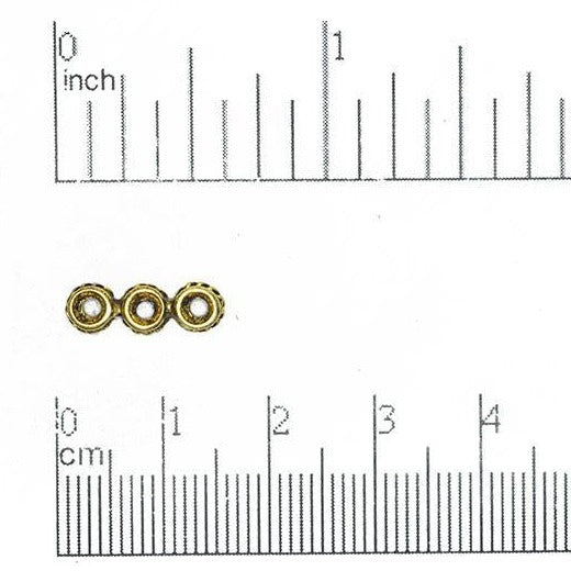 14.3mm Ellipsis Three-Hole Spacer Bar - Made of Pewter - Sold Individually - CBS3187